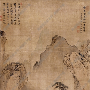 清 高簡(jiǎn)《仿唐寅秋林書屋圖》國(guó)畫高清大圖下載