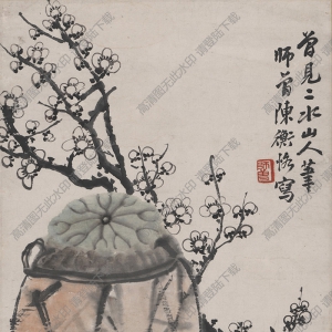 陳師曾《茶花梅花圖》國畫高清大圖下載