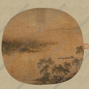 宋《柳溪泛舟圖》團(tuán)扇國(guó)畫(huà)高清大圖下載