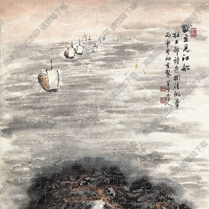 陳半丁國(guó)畫(huà) 獨(dú)立見(jiàn)江船 高清大圖下載