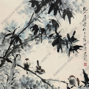 唐云國(guó)畫作品 竹雀圖 高清下載