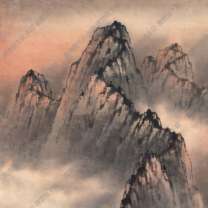 趙少昂作品 三峽夕陽 高清大圖下載