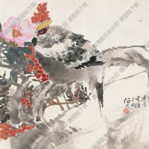 任頤國(guó)畫(huà)作品 花卉錦雞 高清下載