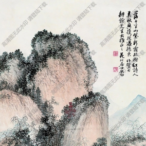 啟功國(guó)畫(huà) 秋山紅樹(shù)圖 高清大圖下載