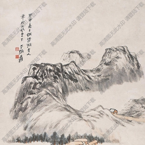 張大千國(guó)畫(huà) 仿石濤筆意山水 高清大圖下載