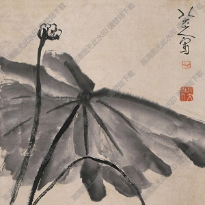 八大山人作品 荷塘雙鳥(niǎo) 高清大圖下載