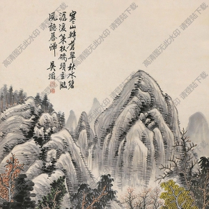 吳滔國(guó)畫(huà)作品 秋山策杖 高清下載