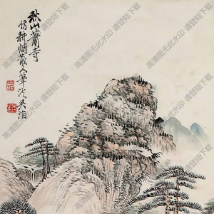 吳滔國(guó)畫(huà)作品 秋山蕭寺 高清下載