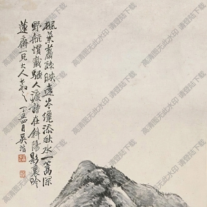 吳滔國(guó)畫(huà)作品 秋溪待渡 高清下載