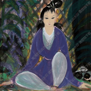 林風(fēng)眠國(guó)畫(huà)作品 紫衣仕女 高清下載