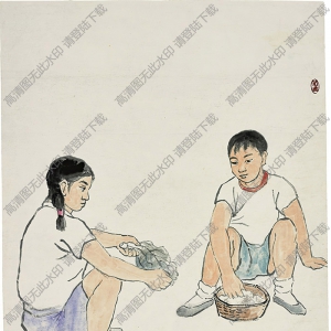 關(guān)良國畫作品 養(yǎng)雞圖 高清下載