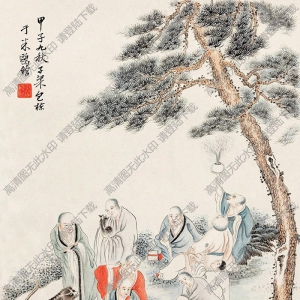 包棟國(guó)畫(huà) 松蔭對(duì)語(yǔ) 高清大圖下載