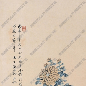 湯貽汾妻子董婉貞國(guó)畫(huà) 菊花 高清大圖下載