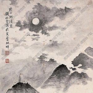 湯貽汾妻子董婉貞國(guó)畫(huà) 蓉湖泛舟 高清大圖下載