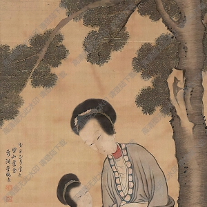 湯貽汾妻子董婉貞國(guó)畫(huà) 太白醉酒 高清大圖下載