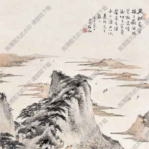 申石伽國(guó)畫(huà) 江山放舟圖 高清大圖下載