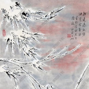 申石伽國(guó)畫(huà) 雪松 高清大圖下載