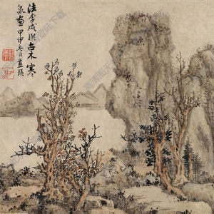 藍(lán)瑛國(guó)畫(huà) 擬李咸熙古木寒泉圖 高清大圖下載