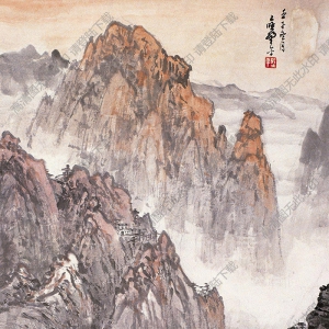 應(yīng)野平國(guó)畫(huà) 朝霞圖 高清大圖下載