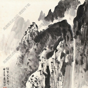 應(yīng)野平國畫 雨后青山 高清大圖下載