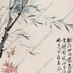 汪溶作品 桃花小鳥 高清大圖下載