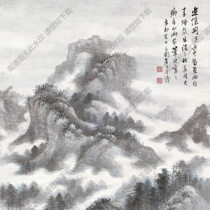 張石園國(guó)畫(huà) 荊溪煙嵐 高清大圖下載