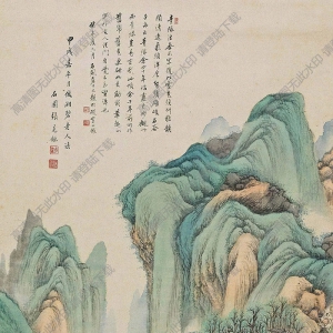 張石園國(guó)畫(huà) 青綠山水 (2) 高清大圖下載