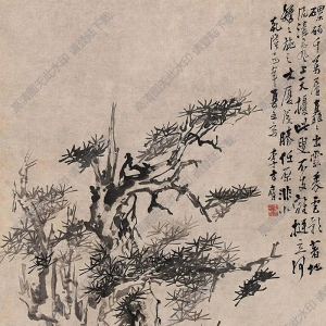 李方膺國(guó)畫(huà) 虬松奇石 高清大圖下載