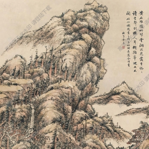 張宗蒼作品 秋山讀書圖 高清大圖下載