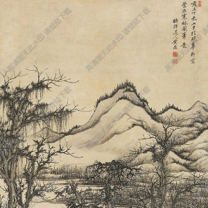 黃鼎國畫 仿李營(yíng)丘寒林圖 高清大圖下載