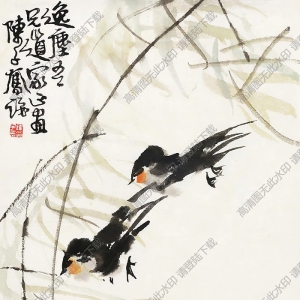 陳子奮國(guó)畫(huà) 柳燕圖 高清大圖下載