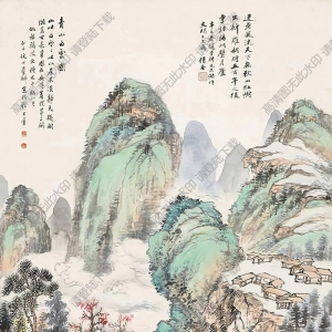 倪田國(guó)畫(huà) 青山白云圖 高清大圖下載