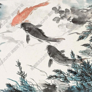 汪亞塵國(guó)畫 如魚得水 高清大圖下載