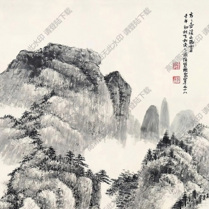 蕭俊賢作品 溪山雨霧 高清大圖下載