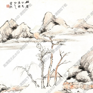 曾熙國畫 疏林遠(yuǎn)山圖 高清大圖下載