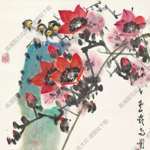 鄭乃珖國(guó)畫 花發(fā)鳥歡圖 高清大圖下載