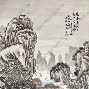 姜筠國(guó)畫 喬木千齡圖 高清大圖下載