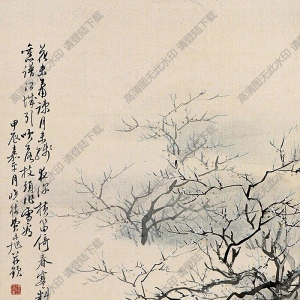 費(fèi)丹旭國(guó)畫(huà) 梅林橫笛圖 高清大圖下載