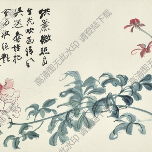 張大千作品 芍藥圖 烘簾微照自生光 吹面輕風(fēng) 高清下載