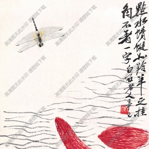 齊白石國(guó)畫(huà) 點(diǎn)水蜻蜓 白石老人辛已年作 高清大圖下載